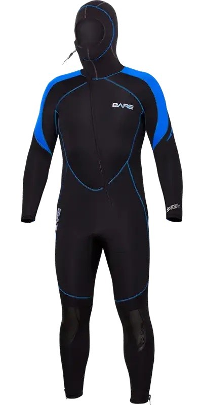 Wetsuit BARE Sport S - Flex hooded Full, 7 mm, blue