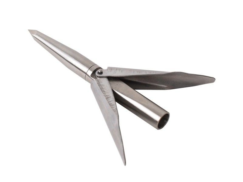 Speartip with a torsion firing pin and circular sharpening