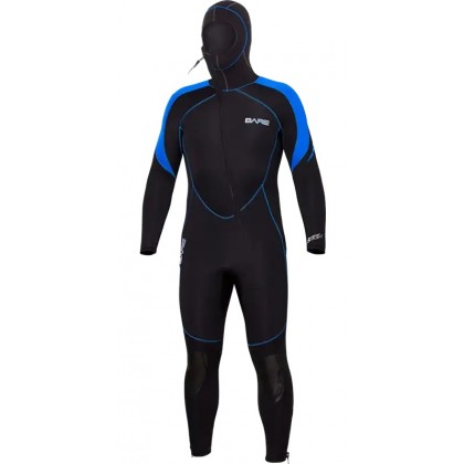 Wetsuit BARE Sport S - Flex hooded Full, 7 mm, blue