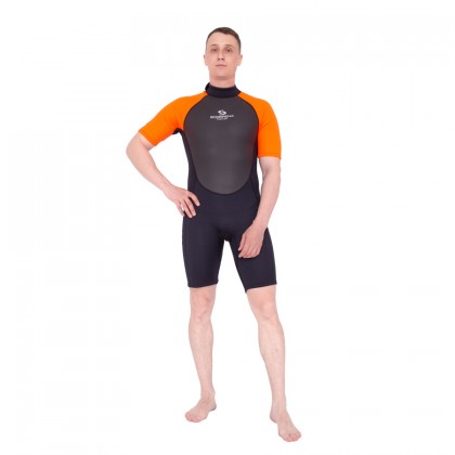 Wetsuit Scorpena Hawaii Shorty, 3-2 mm, orange neon
