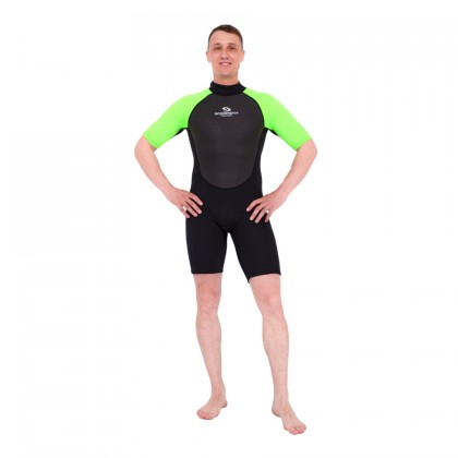 Wetsuit Scorpena Hawaii Shorty, 3-2 mm, neon green