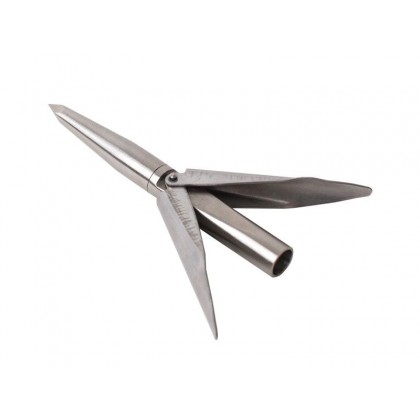 Speartip with a torsion firing pin and circular sharpening